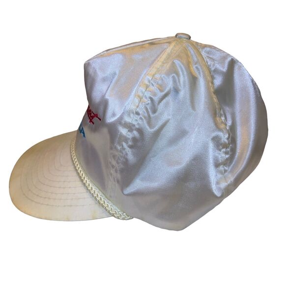 VTG The Heartbeat of America Embroidered Rope Nylon Slideback Men White Hat RARE - Picture 7 of 12